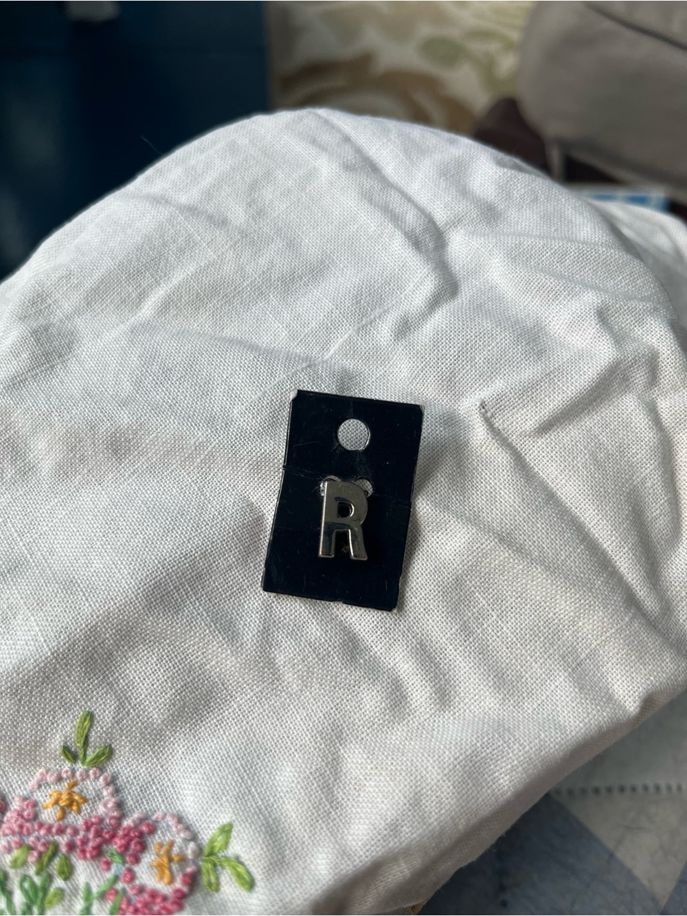 Silver 'R' Initial charm or pendant
